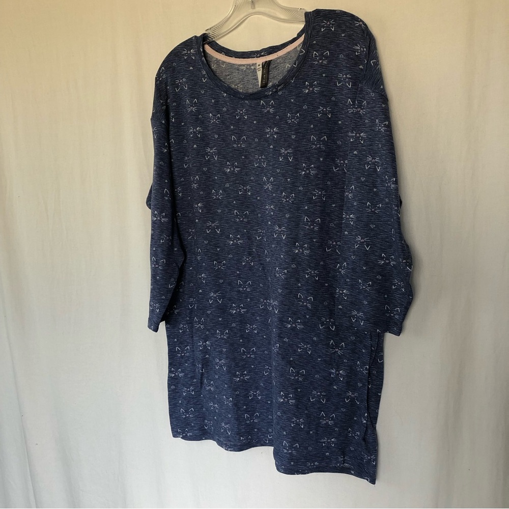 Jaclyn Intimates Cat Print Night Shirt Sz M